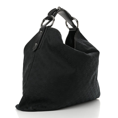 Gucci Monogram Large Horsebit Chain Hobo Black 3 of 15