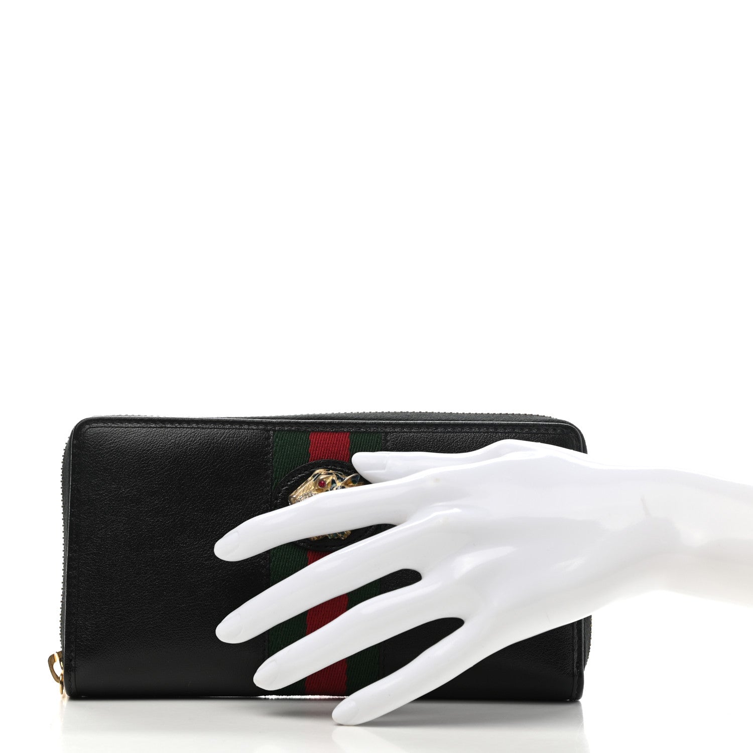Gucci Calfskin Web Rajah Zip Around Wallet Black 2 of 7