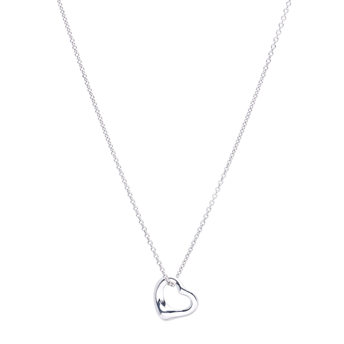 Sterling Silver 11mm Elsa Peretti Open Heart Pendant Necklace