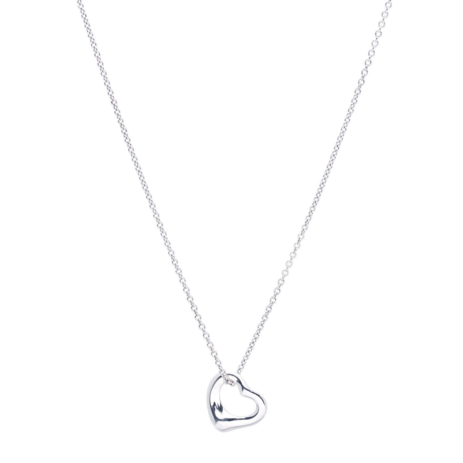 Tiffany Sterling Silver 11mm Elsa Peretti Open Heart Pendant Necklace 1 of 5