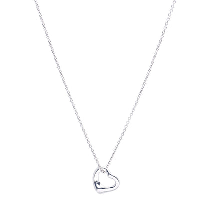 Tiffany Sterling Silver 11mm Elsa Peretti Open Heart Pendant Necklace 1 of 5
