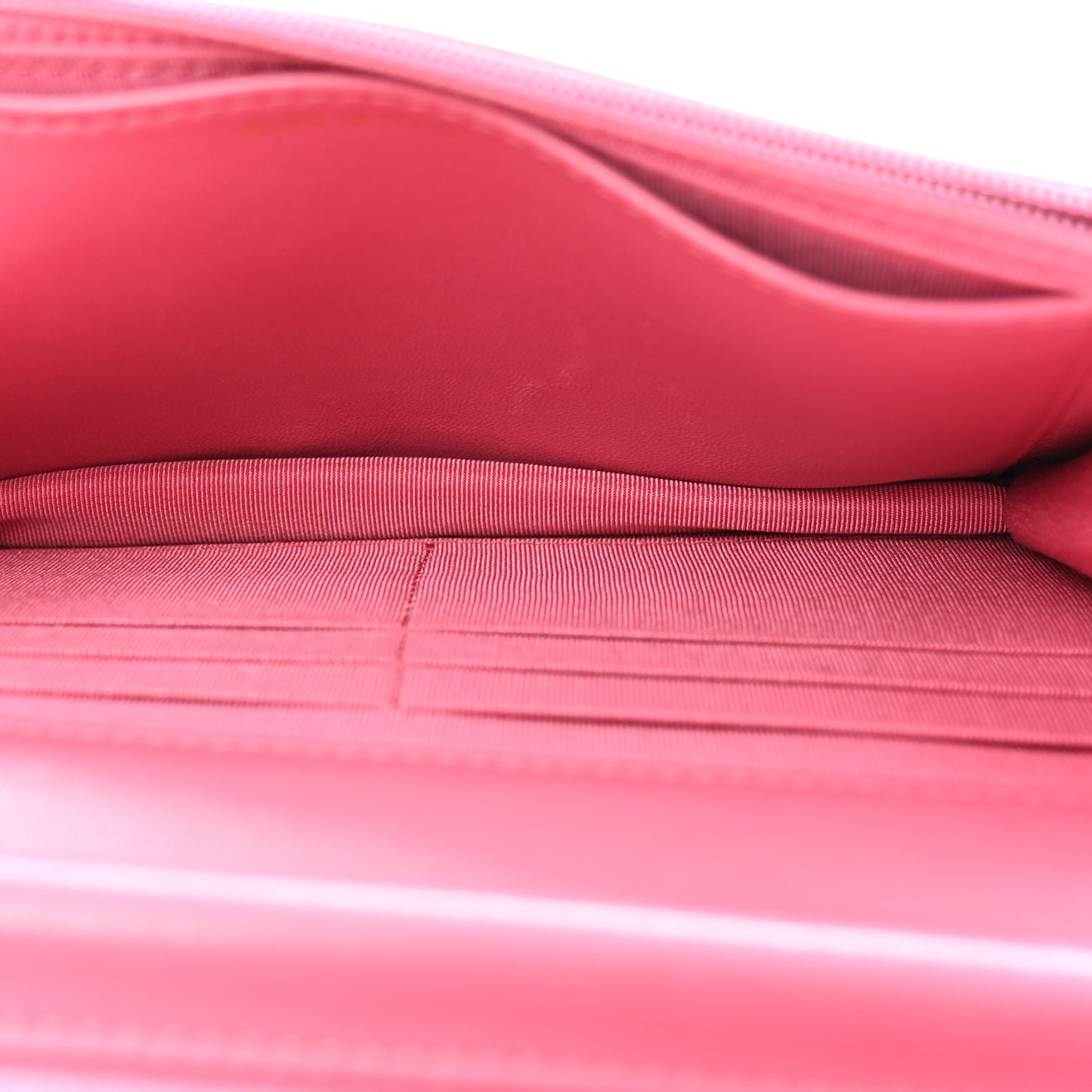 Lambskin Quilted Wallet On Chain WOC Dark Pink
