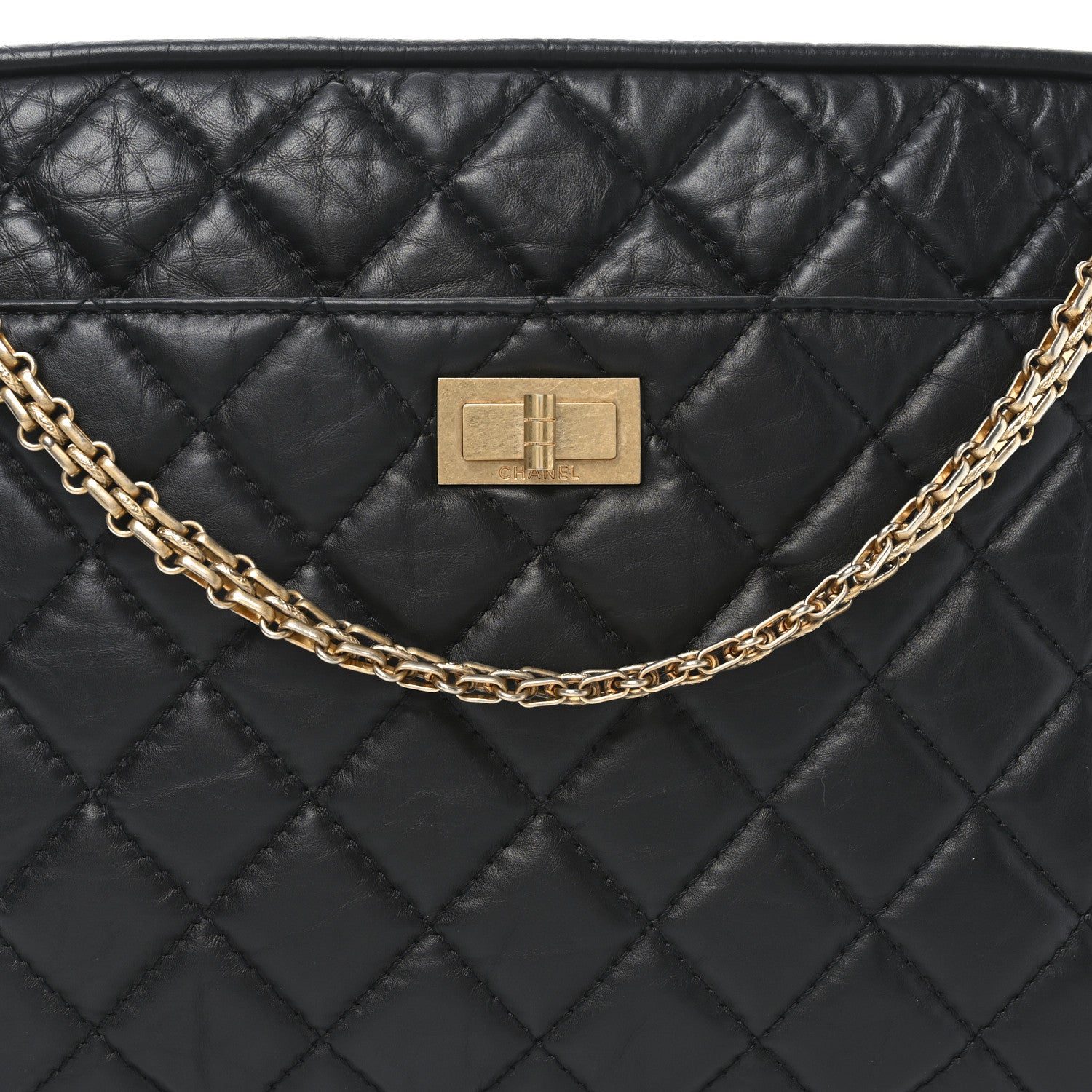 Chanel Aged Calfskin Quilted Large Reissue Camera Case Black 8 of 10
