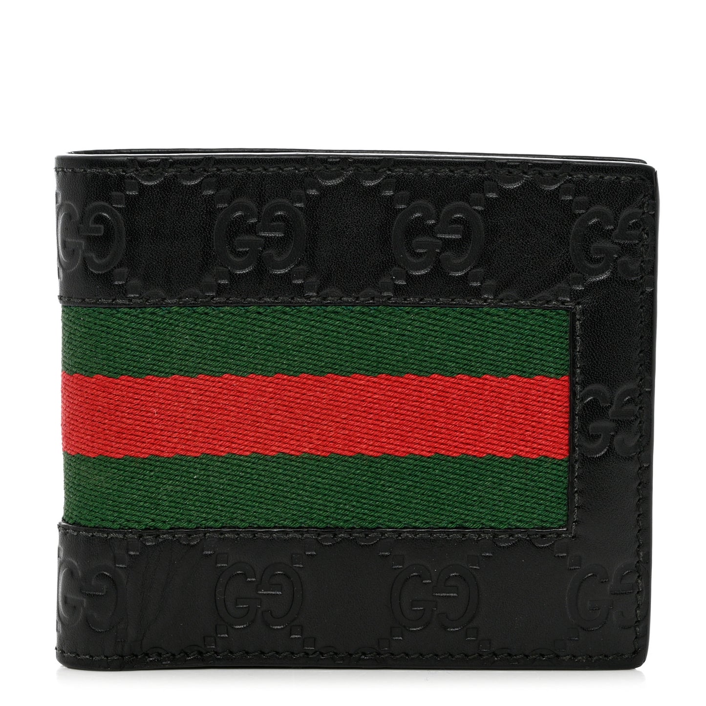 Guccissima Signature Web New Web Bi-Fold Coin Wallet Black