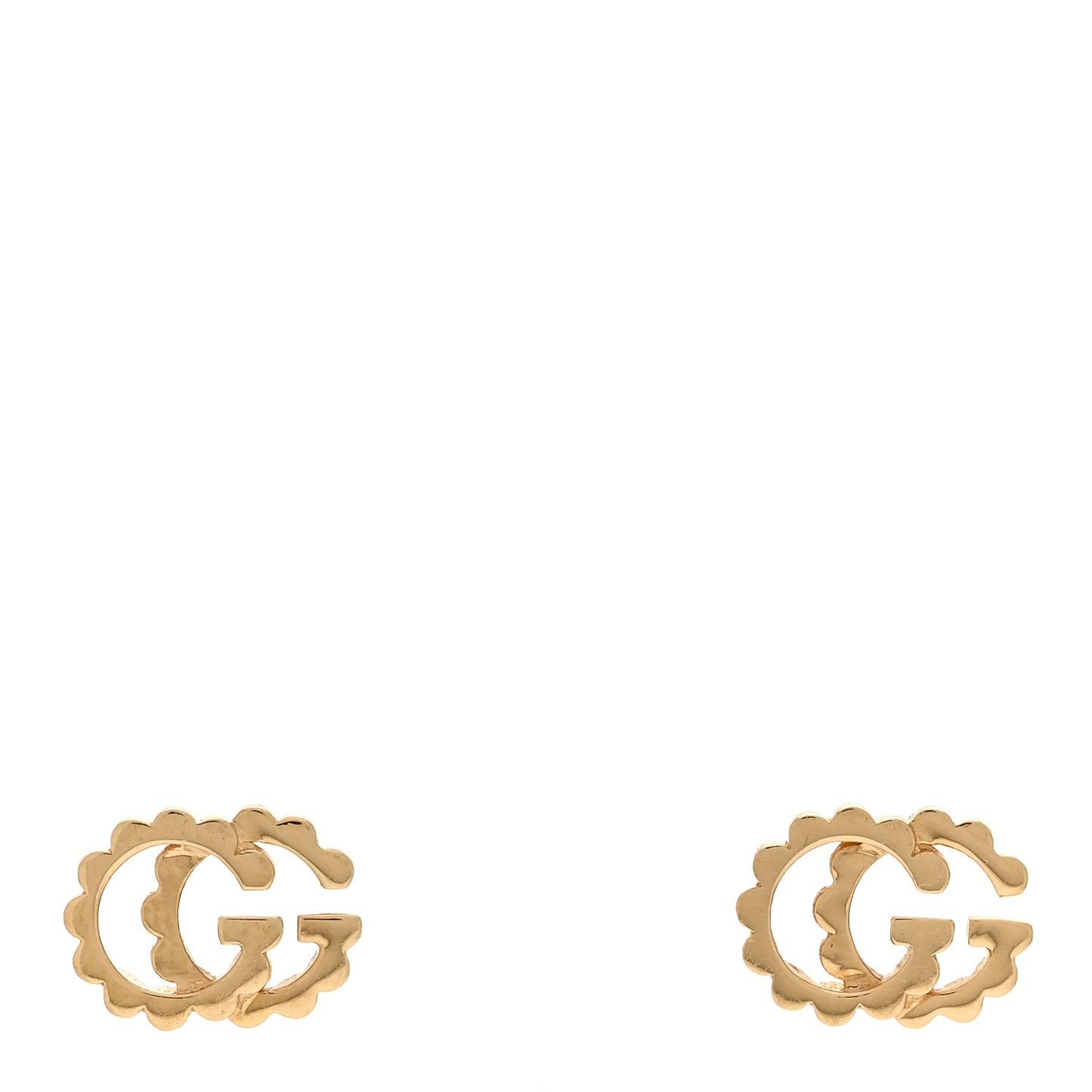 18K Yellow Gold Running G Scalloped Stud Earrings