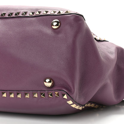 Valentino Garavani Vitello Medium Rockstud Tote Purple 8 of 10