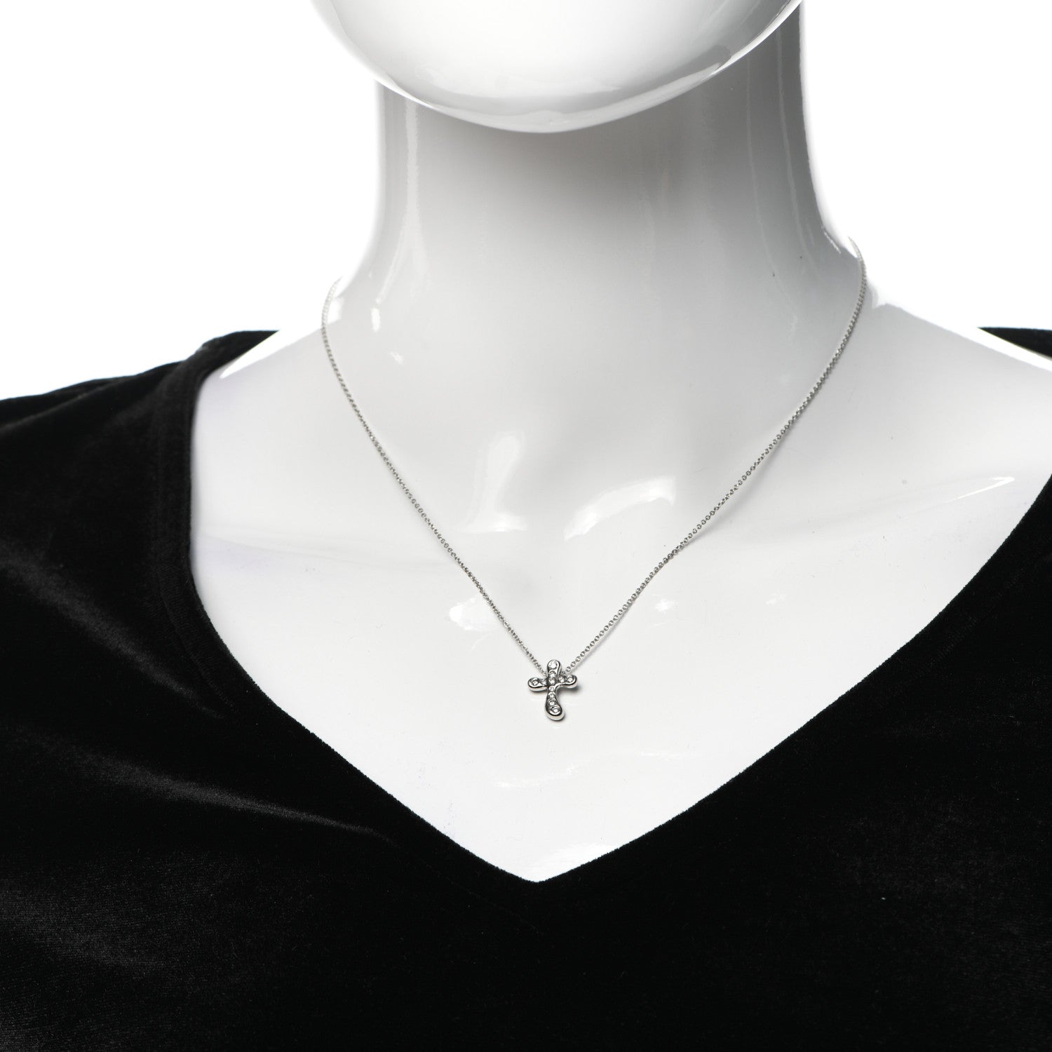 Tiffany Platinum Diamond 11mm Elsa Peretti Cross Pendant Necklace 2 of 5