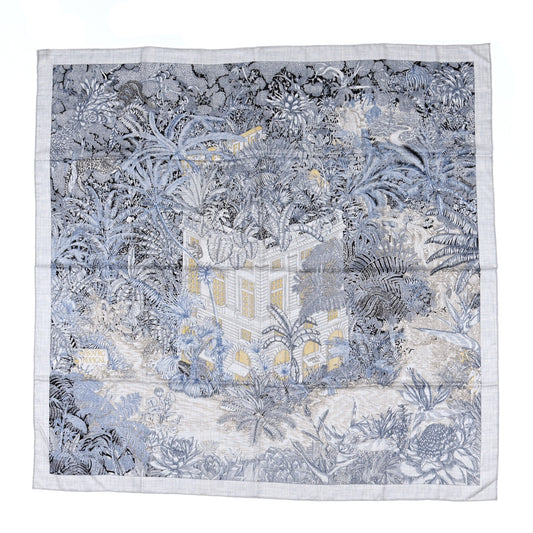 Cashmere Silk Faubourg Tropical Shawl 140 Gris Chine Encre