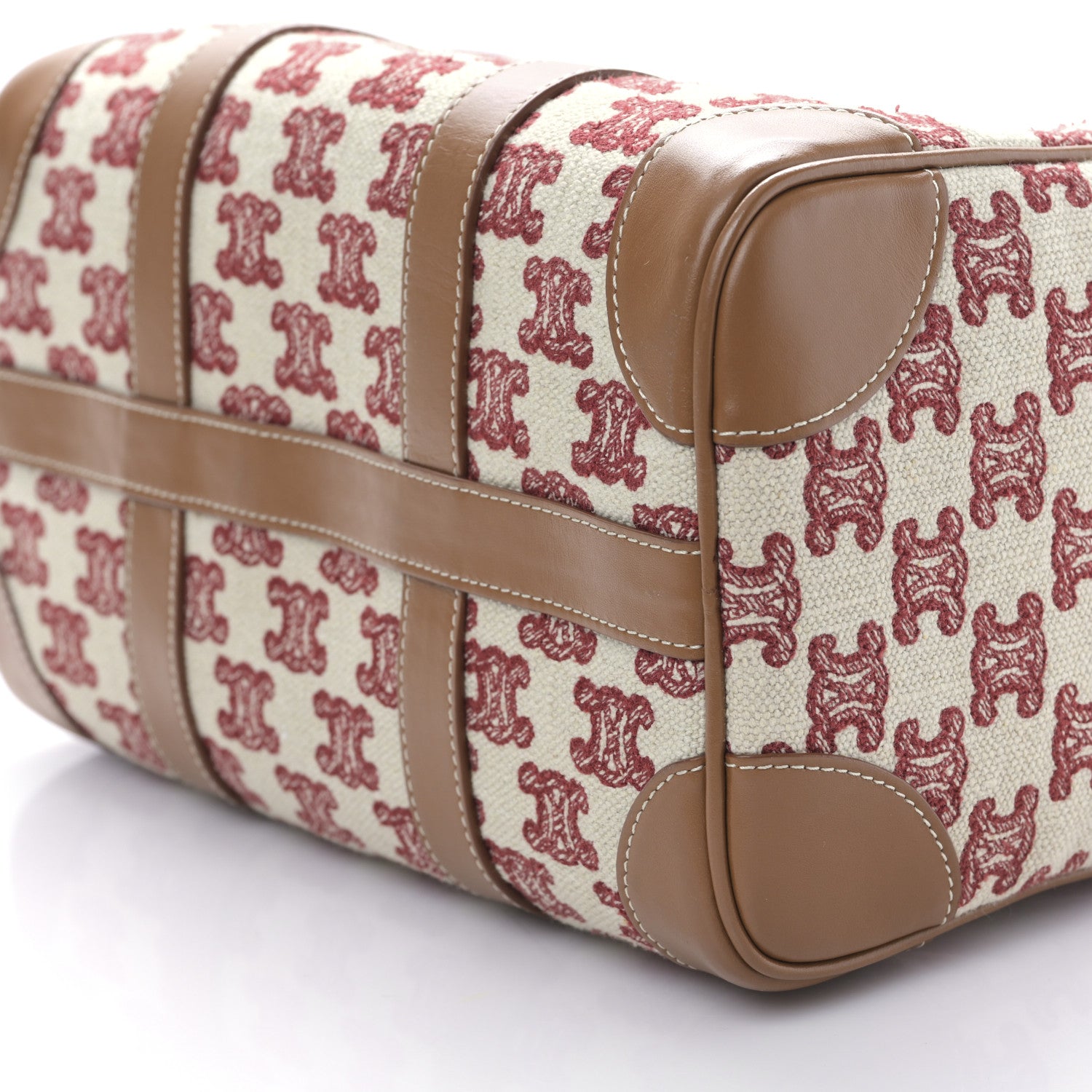 Celine Triomphe Textile Calfskin Small Boston Bag Red 9 of 9