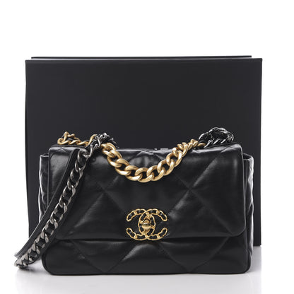 Chanel Goatskin Quilted Medium 19 Flap Black 11 of 11