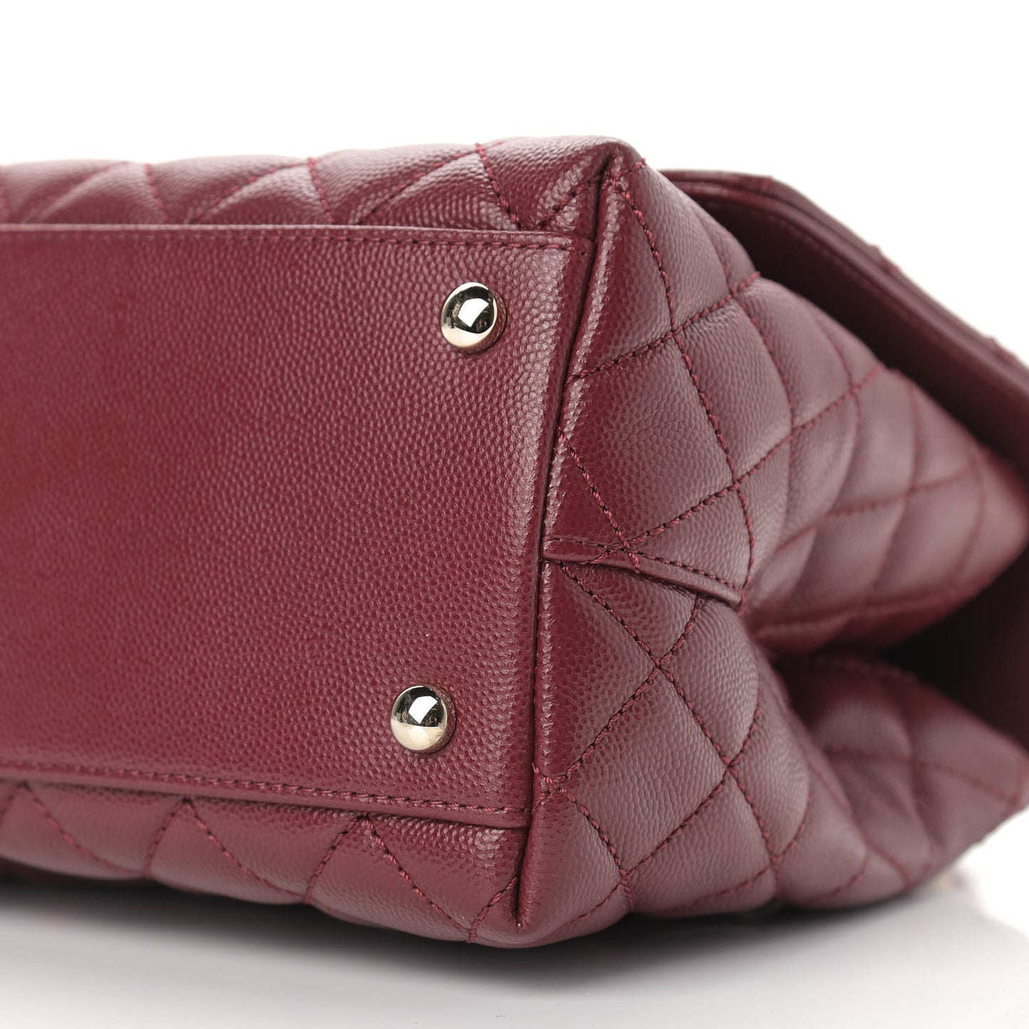 Caviar Lizard Embossed Quilted Small Coco Handle Flap Burgundy