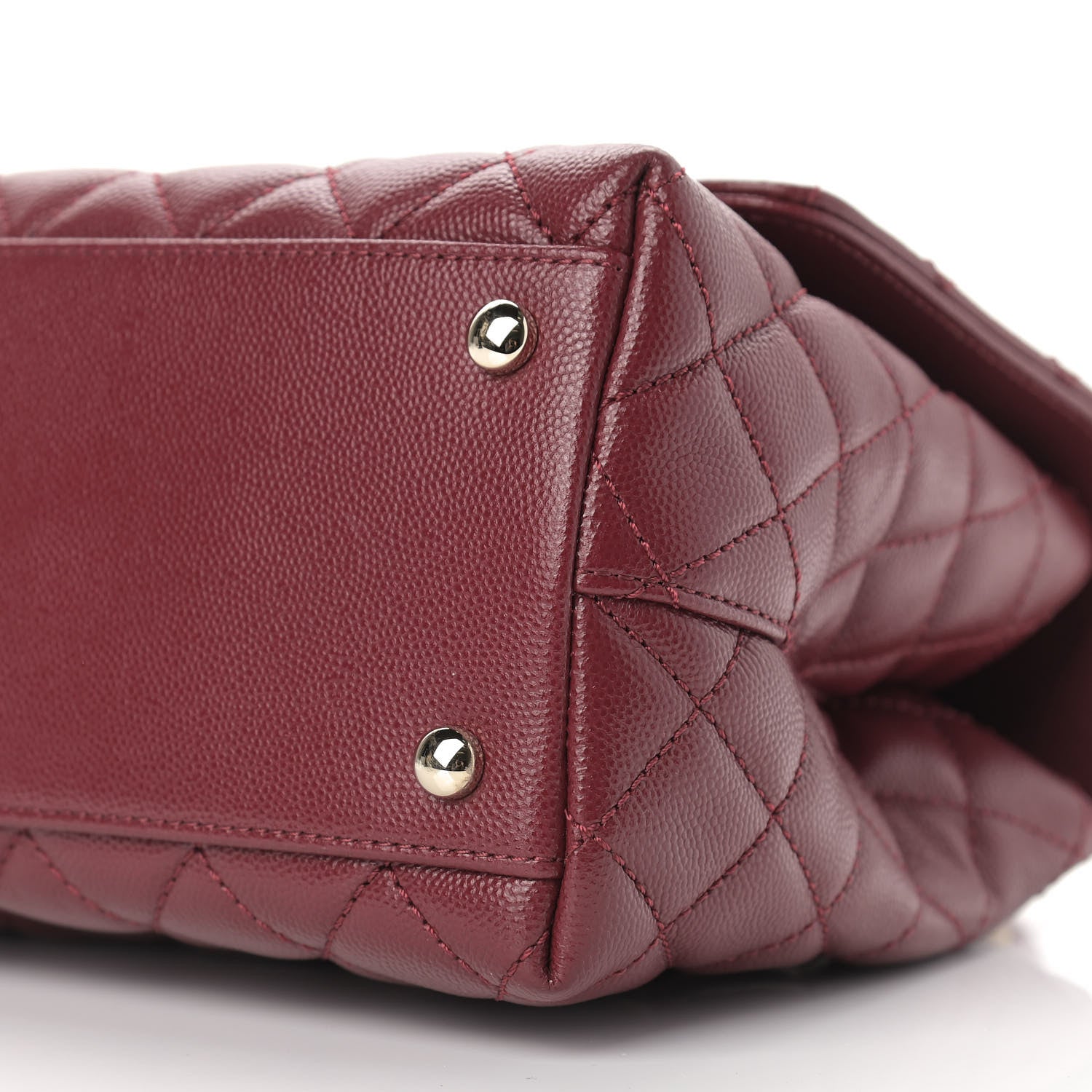 Chanel Caviar Lizard Embossed Quilted Small Coco Handle Flap Burgundy 9 of 9