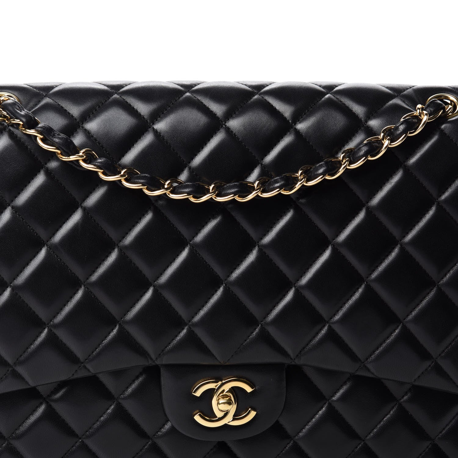 Chanel Lambskin Quilted Maxi Single Flap Black 13 of 14