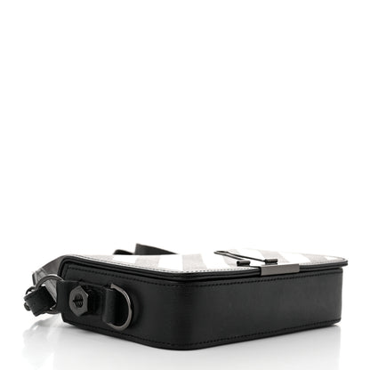 Off-White Saffiano Striped Mini Diag Binder Clip Bag Black White 4 of 11