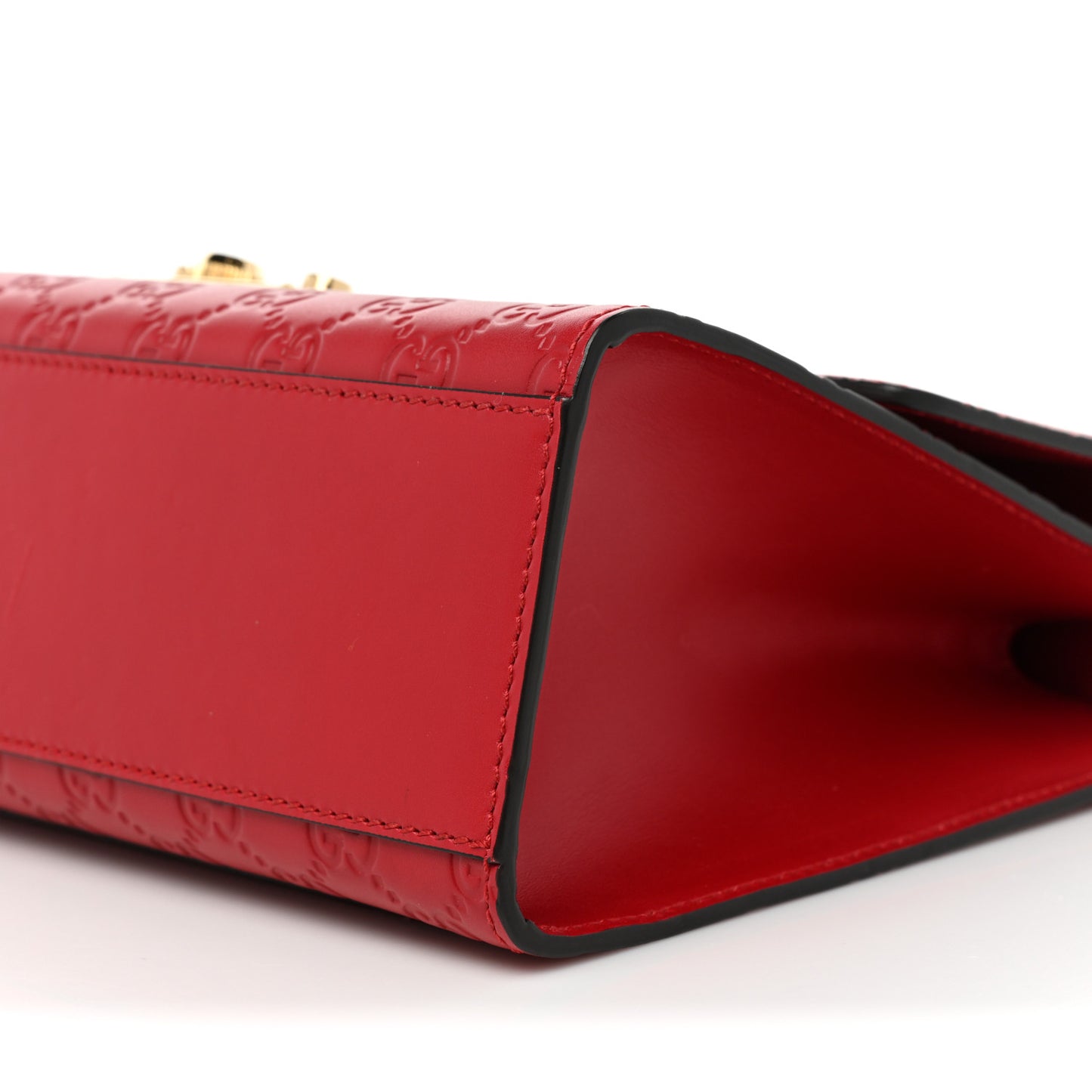 Guccissima Medium Padlock Shoulder Bag Hibiscus Red