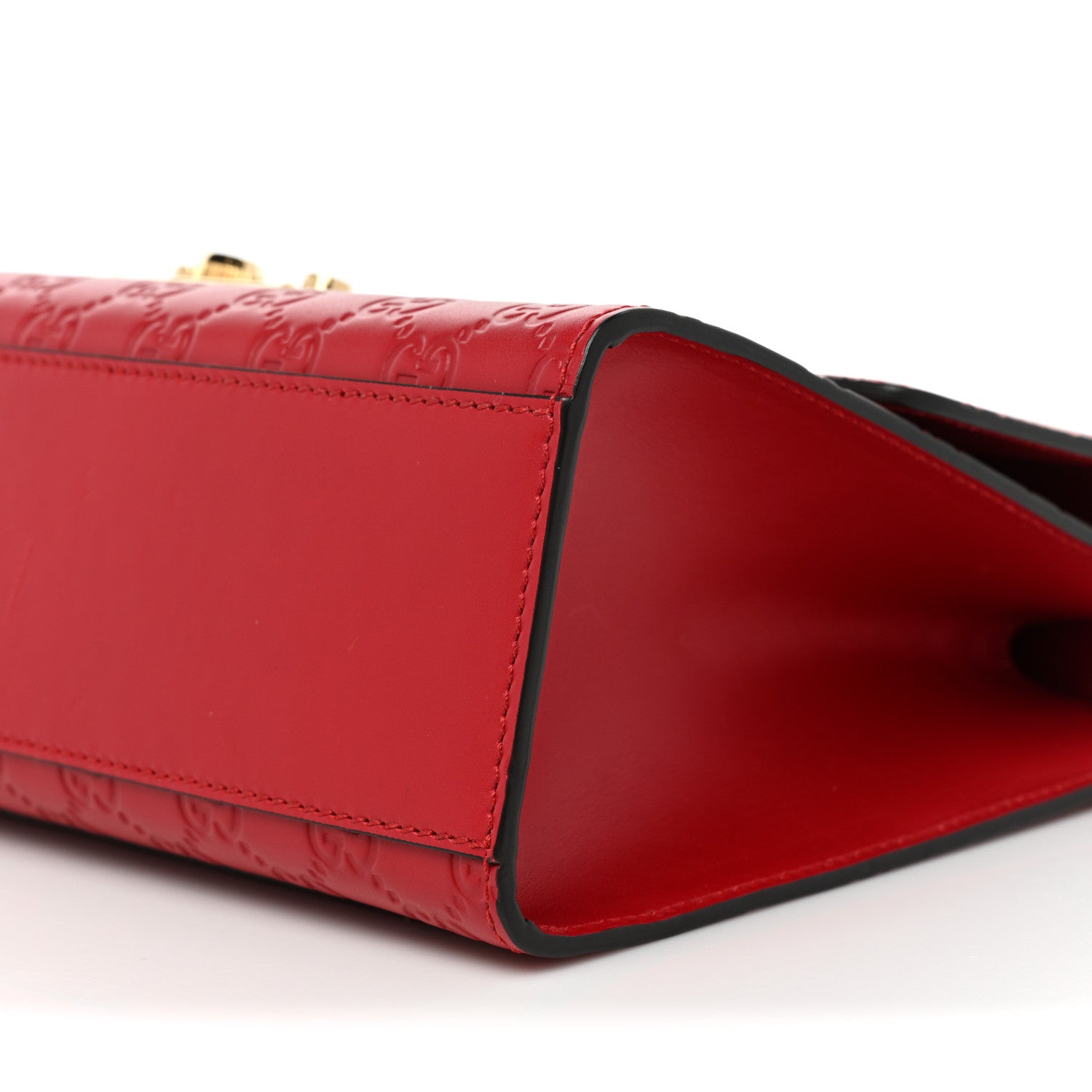 Gucci Guccissima Medium Padlock Shoulder Bag Hibiscus Red 8 of 9