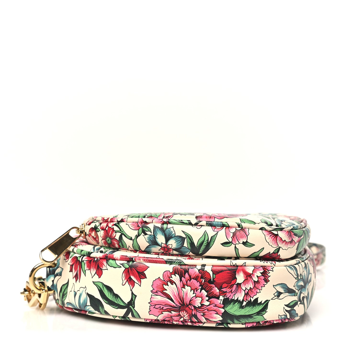 Calfskin Matelasse Diagonal Brit Roses Print Mini Interlocking G Heart Shoulder Bag White Multicolor