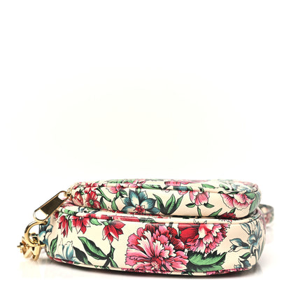 Gucci Calfskin Matelasse Diagonal Brit Roses Print Mini Interlocking G Heart Shoulder Bag White Multicolor 3 of 9