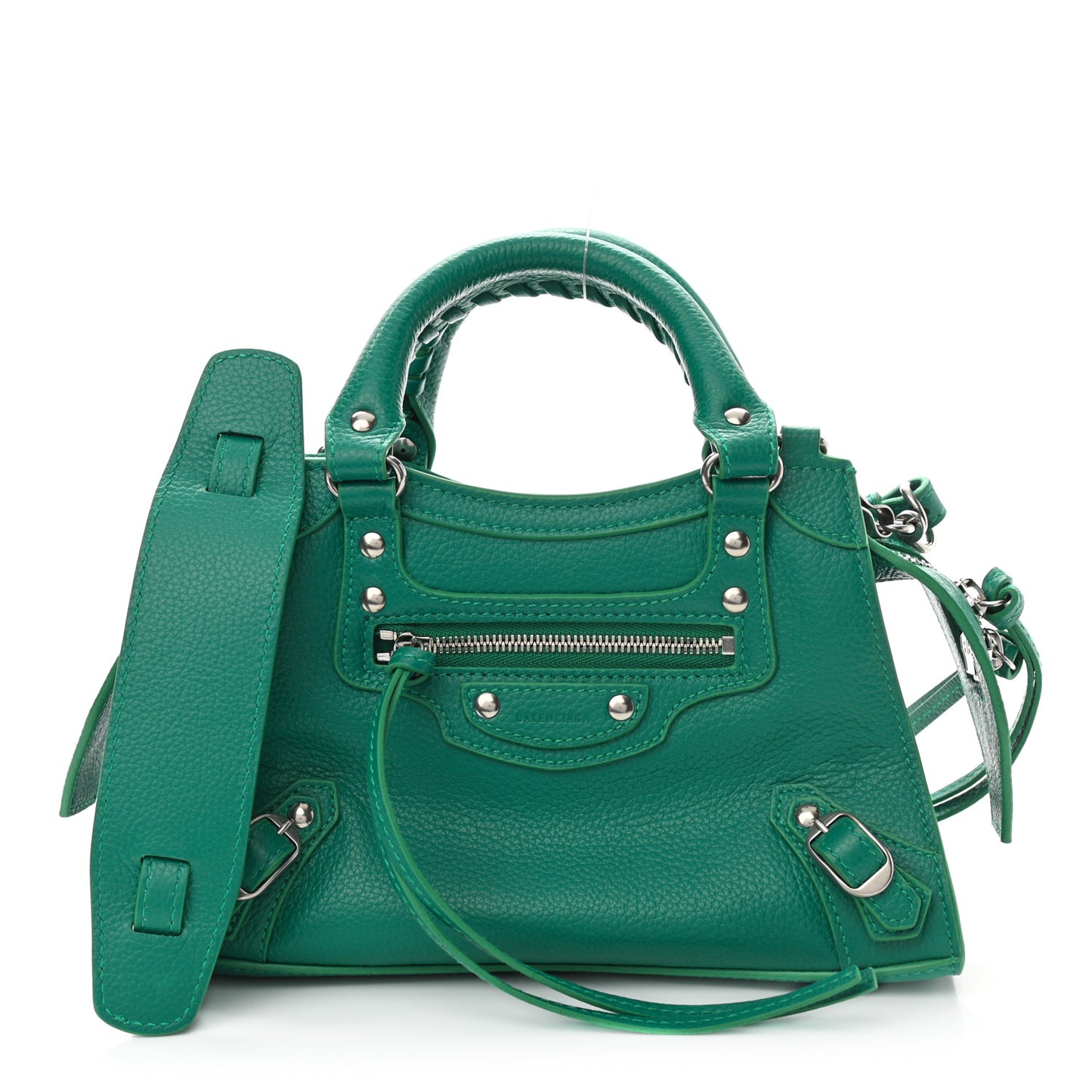 Grained Calfskin Neo Classic Silver Hardware Mini City Jade