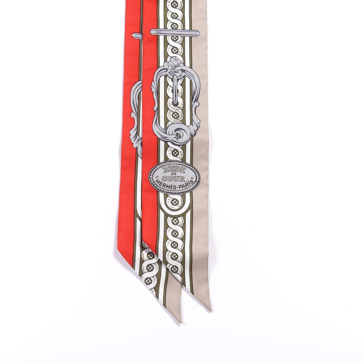 Hermes Silk Bride De Cour Twilly Corail Naturel Kaki 3 of 4