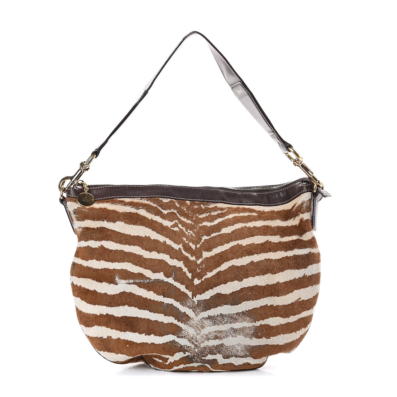Gucci Pony Hair Zebra Print Hobo Bag Brown 1 of 8
