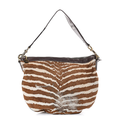Gucci Pony Hair Zebra Print Hobo Bag Brown 1 of 8