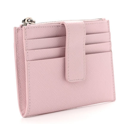 Prada Saffiano Metal Zip Card Holder Wallet Alabastro 3 of 6