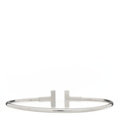 Tiffany 18K White Gold Diamond T Wire Bracelet 2 of 3