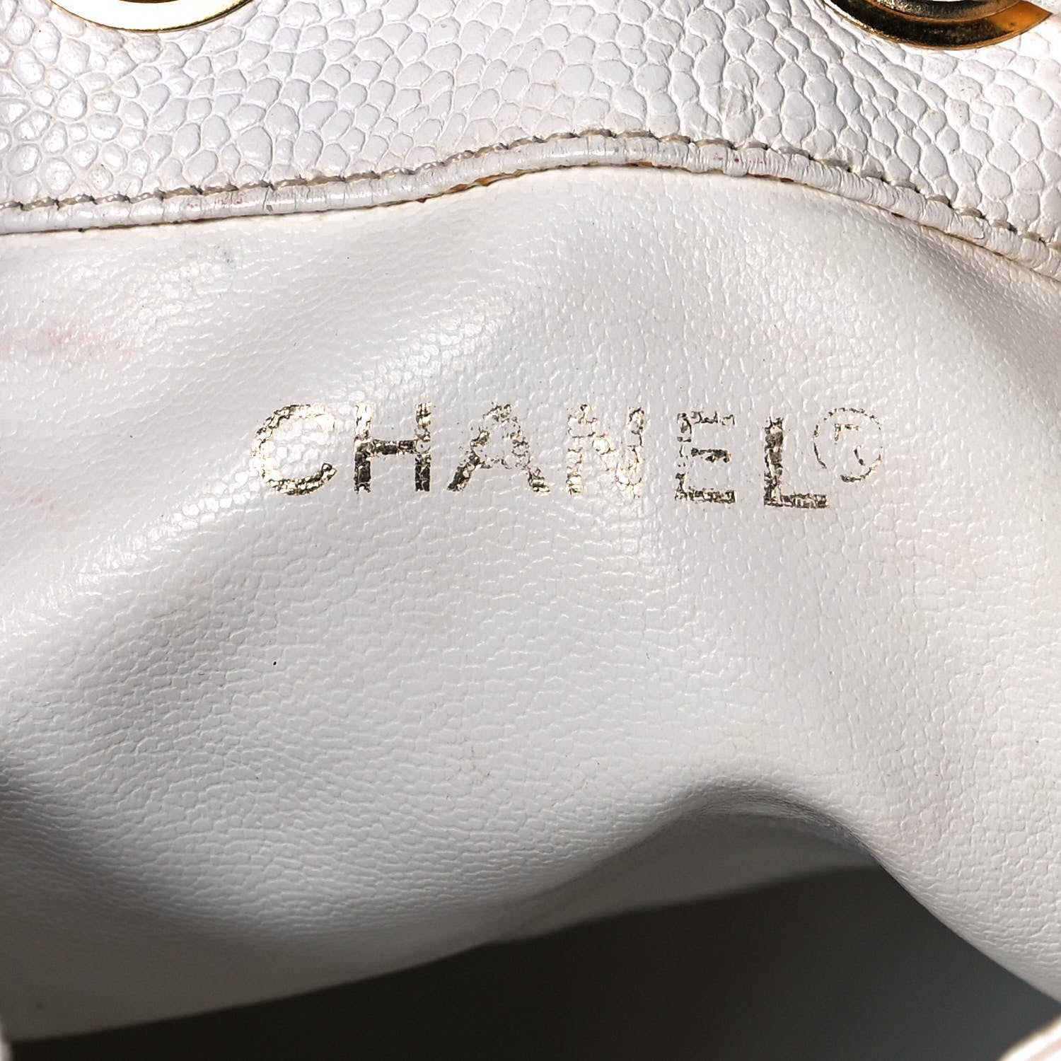 Chanel Caviar Drawstring Bucket Bag White 6 of 17