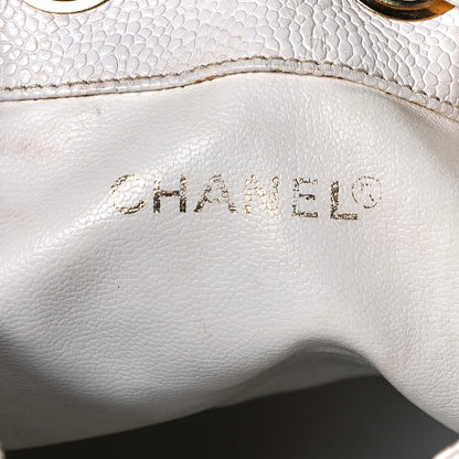 Chanel Caviar Drawstring Bucket Bag White 6 of 17