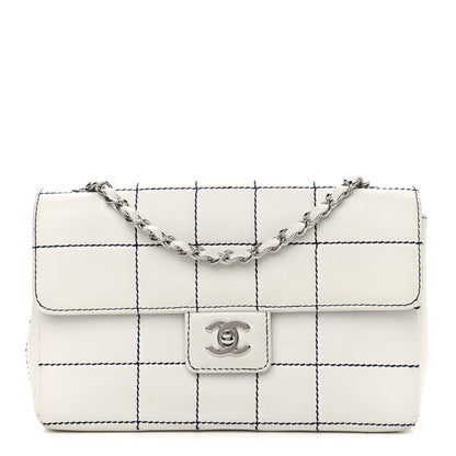 Chanel Lambskin Stitched Medium Chocolate Bar Flap White 1 of 14