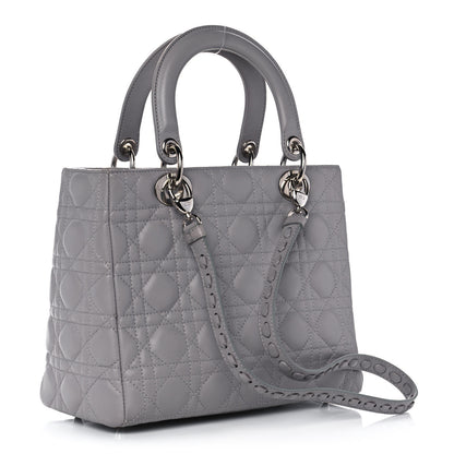Christian Dior Lambskin Cannage Medium Lady Dior Grey 3 of 10