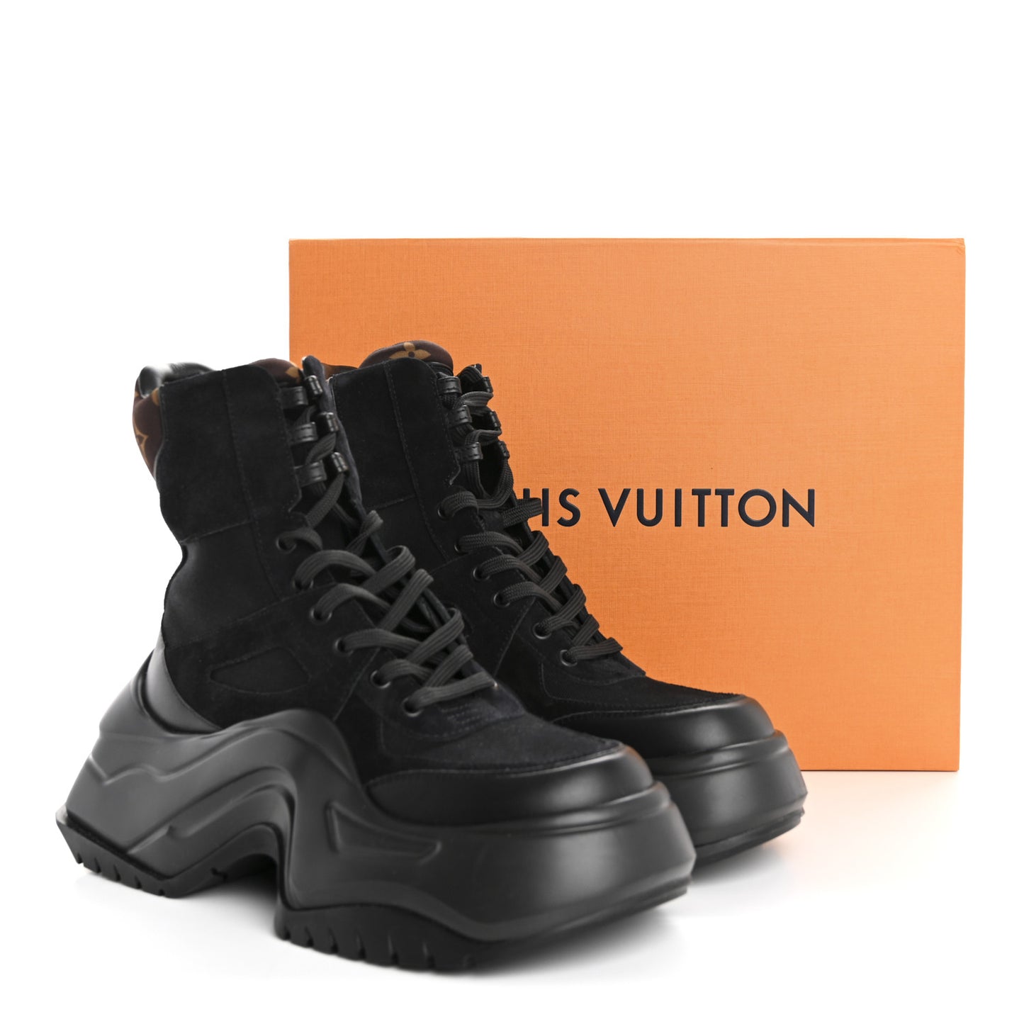 Monogram Suede LV Archlight Platform Sneaker Boot 38 Black