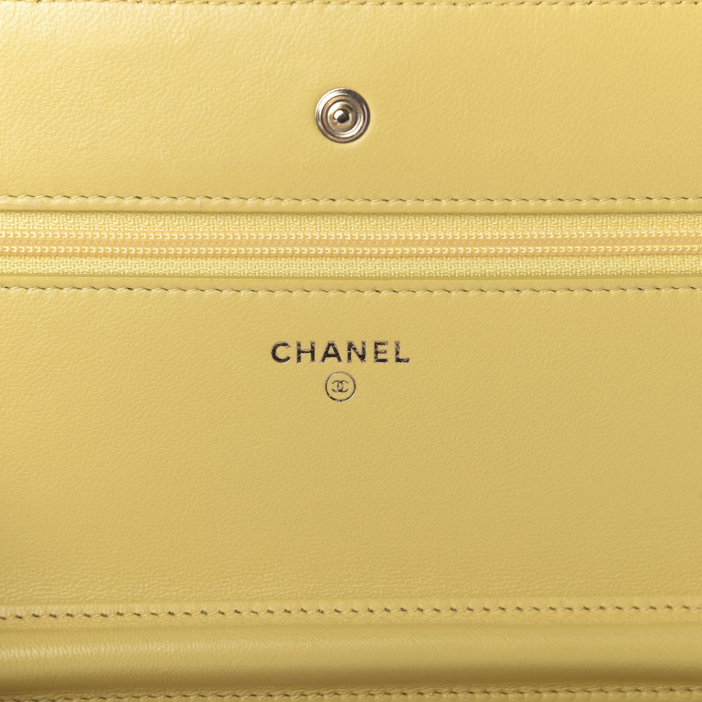 Lambskin Chevron Quilted Wallet On Chain WOC Yellow