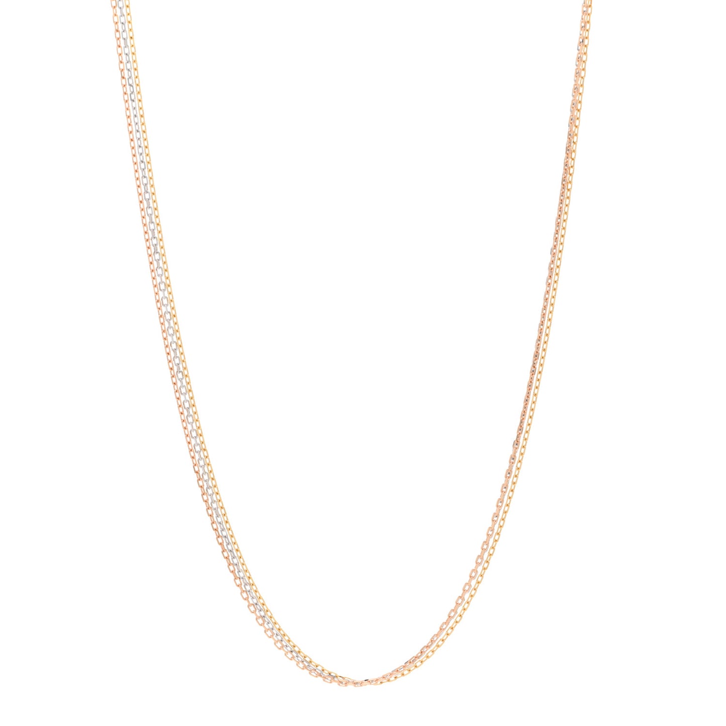 18K Pink Yellow White Gold Three Chain Necklace