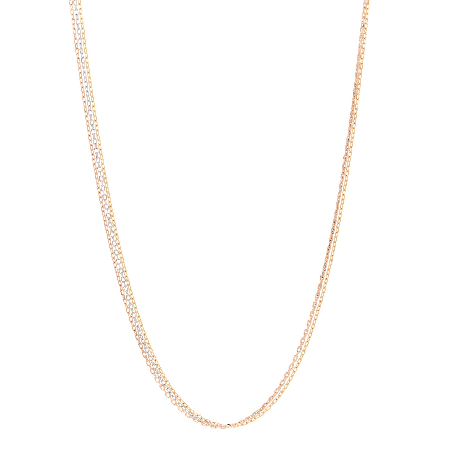 Cartier 18K Pink Yellow White Gold Three Chain Necklace 1 of 5