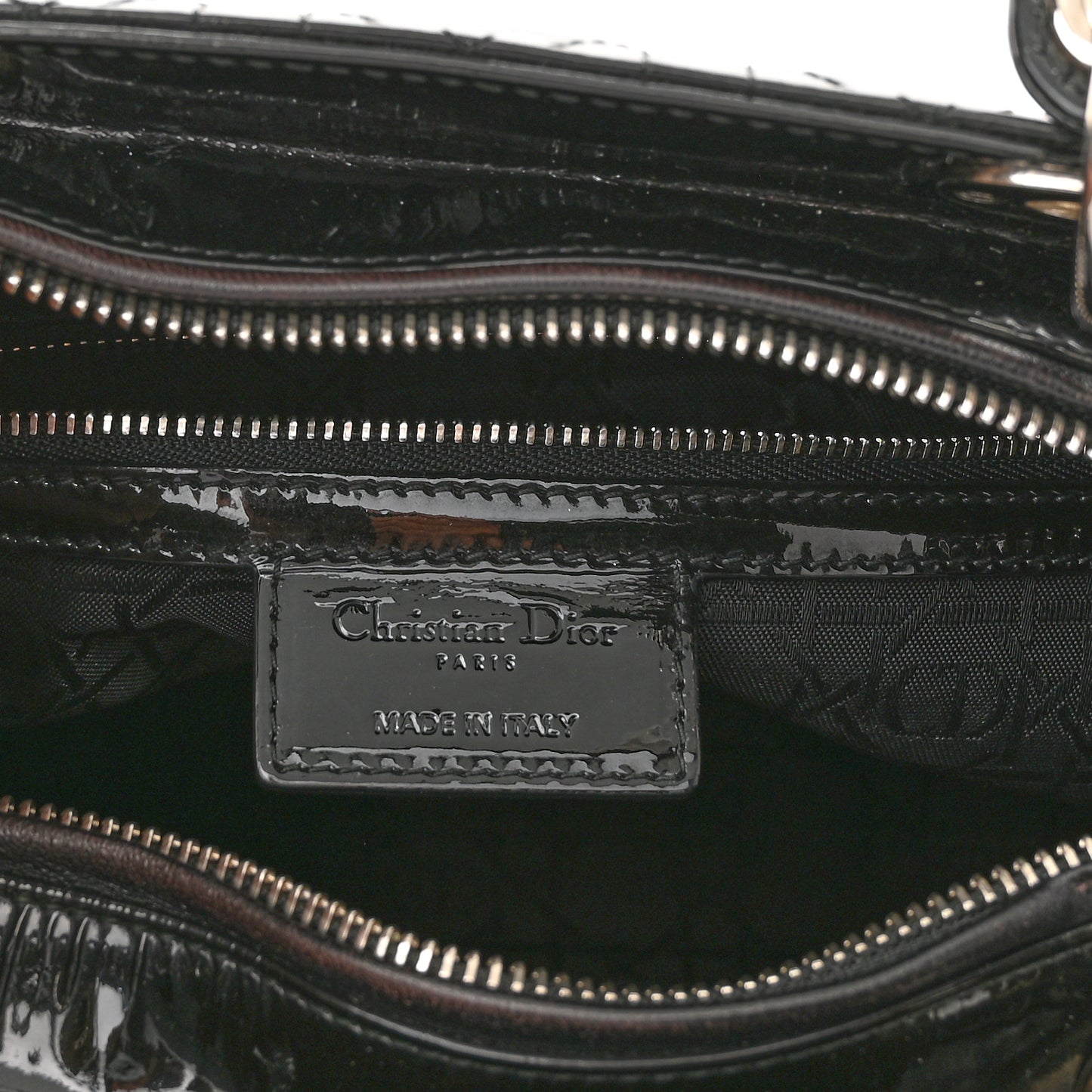 Patent Cannage Large Lady Dior Black