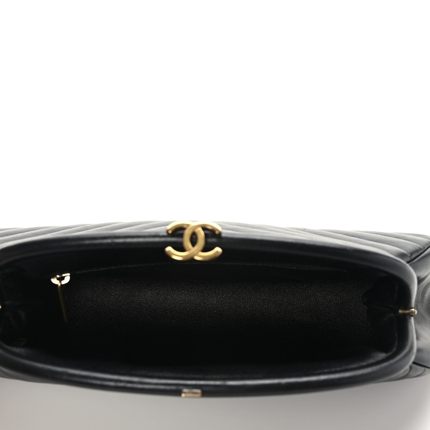 Lambskin Chevron Quilted Timeless Clutch Black