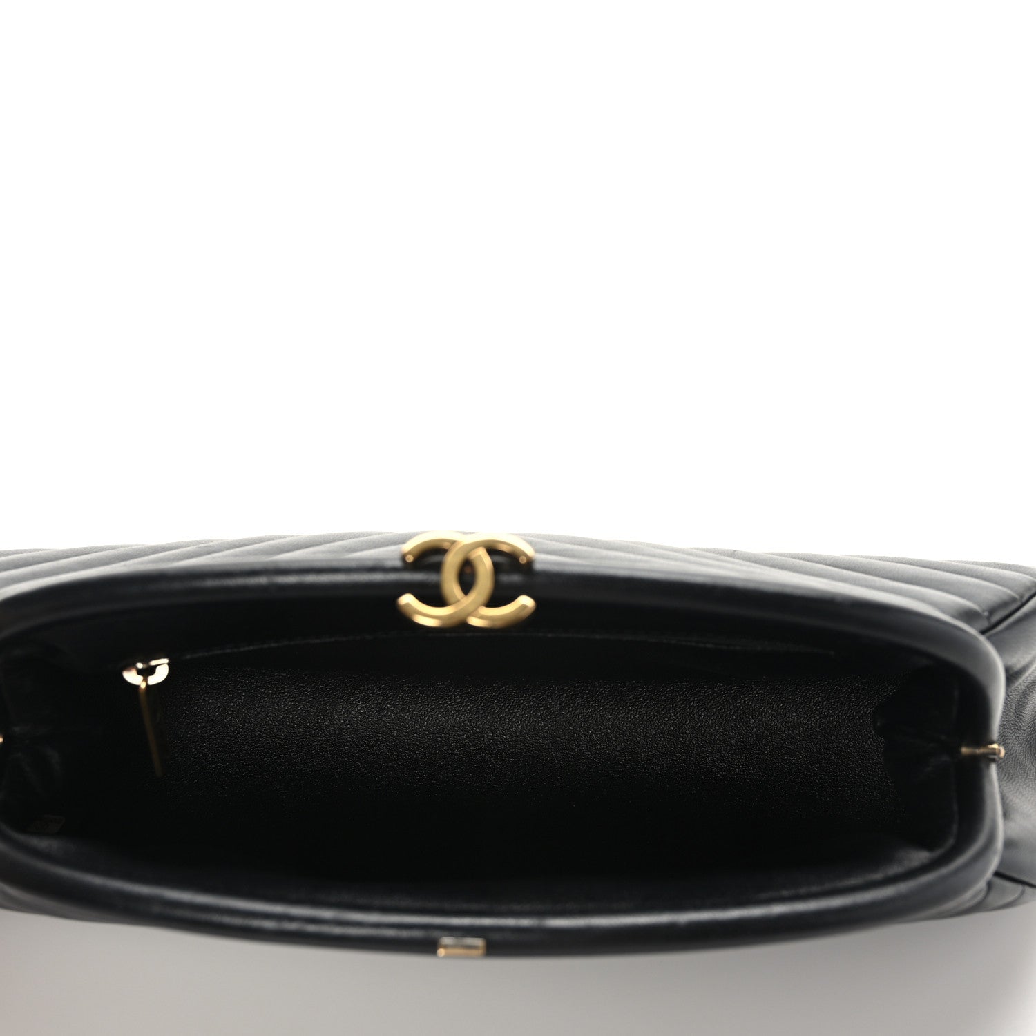 Chanel Lambskin Chevron Quilted Timeless Clutch Black 5 of 9