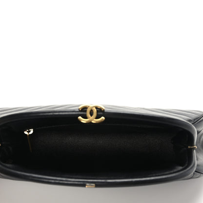 Chanel Lambskin Chevron Quilted Timeless Clutch Black 5 of 9