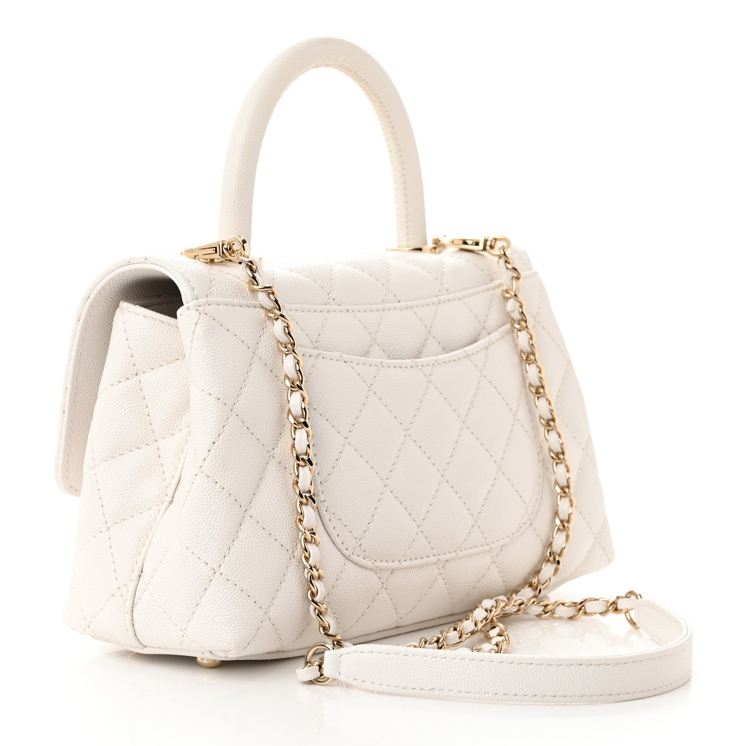 Chanel Caviar Quilted Mini Coco Handle Flap White 3 of 12