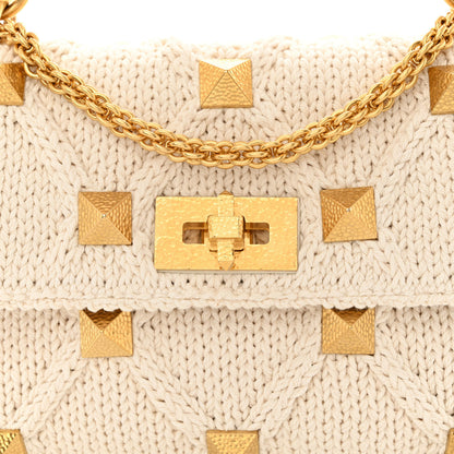 Valentino Garavani Knit Medium Roman Stud Shoulder Bag Ecru 7 of 12