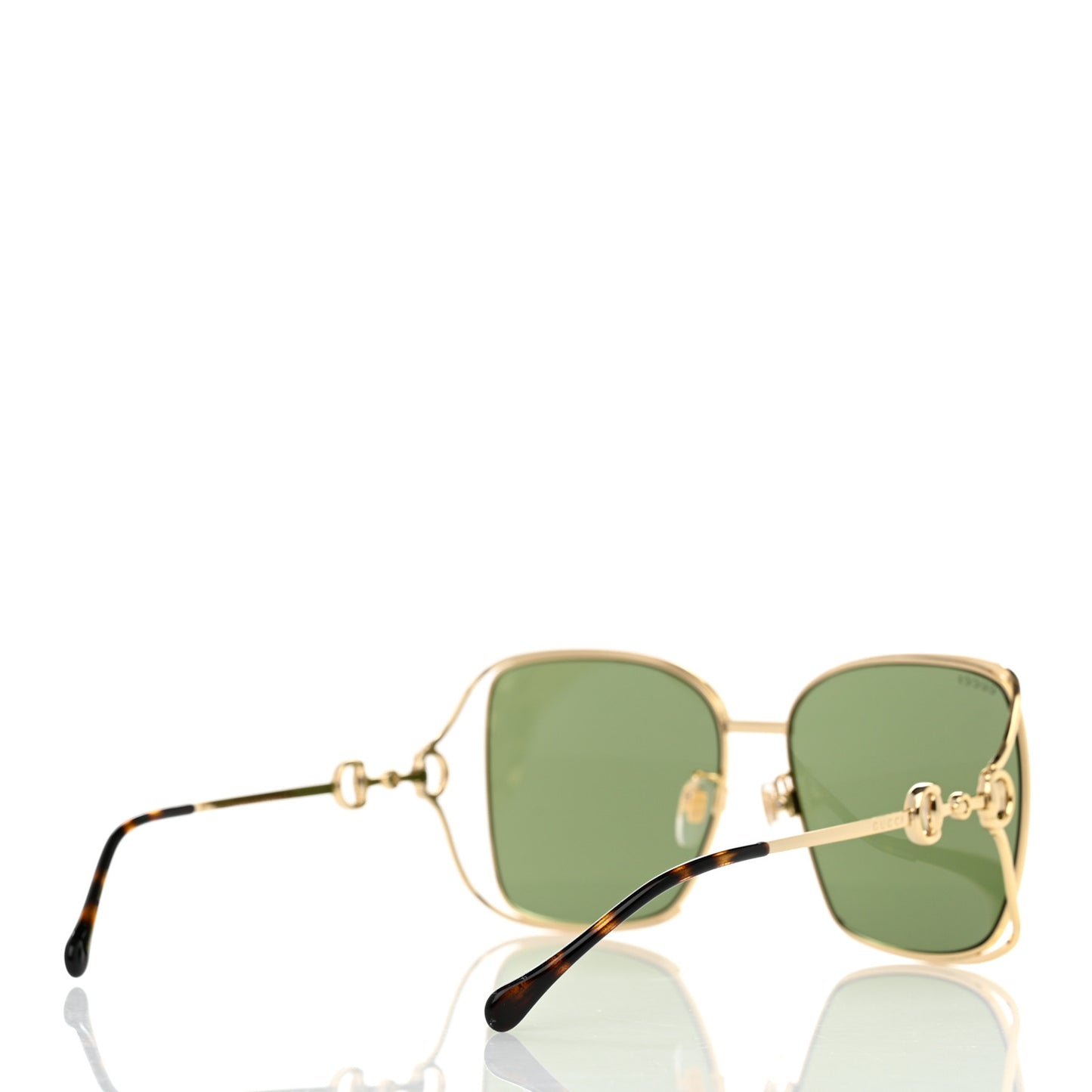 Horsebit Square Frame Sunglasses GG1020S Gold Green