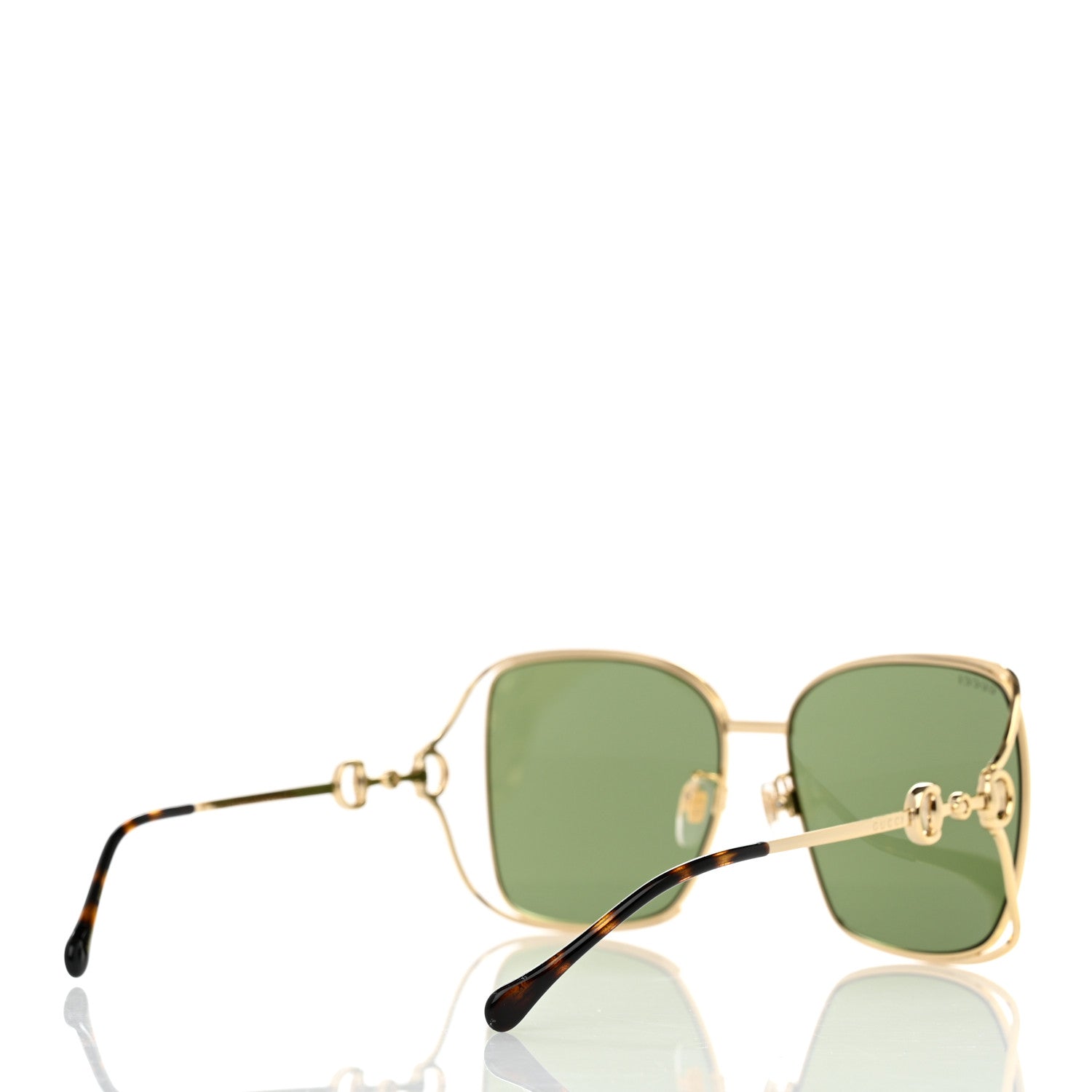 Gucci Horsebit Square Frame Sunglasses GG1020S Gold Green 4 of 8