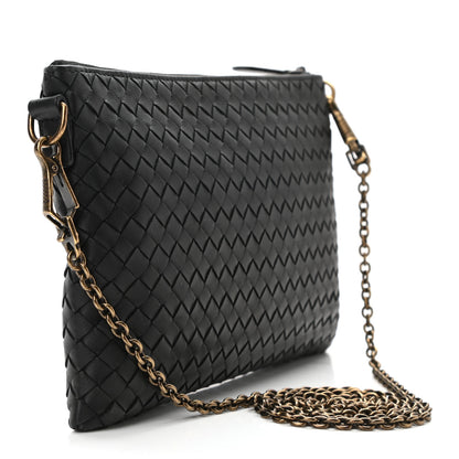 Bottega Veneta Nappa Intrecciato Biletto Chain Crossbody Antique Black 3 of 10