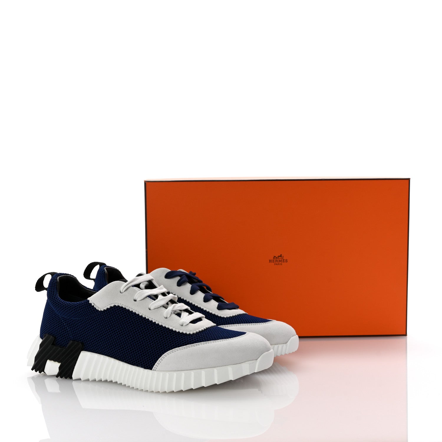 FASHIONPHILE Air Mesh Suede Goatskin Bouncing Sneakers 40 Marine Multicolor 10 of 10