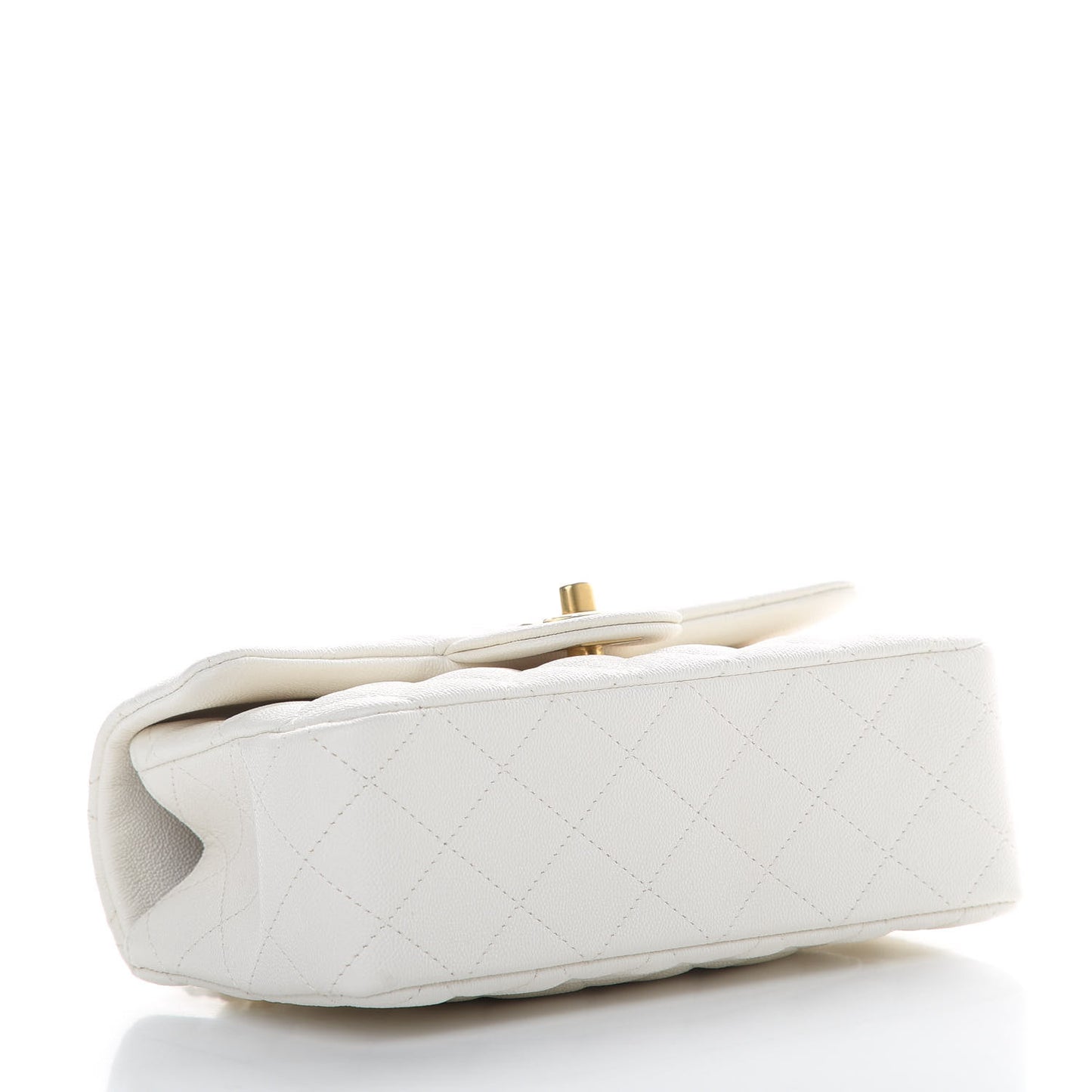 Caviar Quilted Mini Top Handle Rectangular Flap White