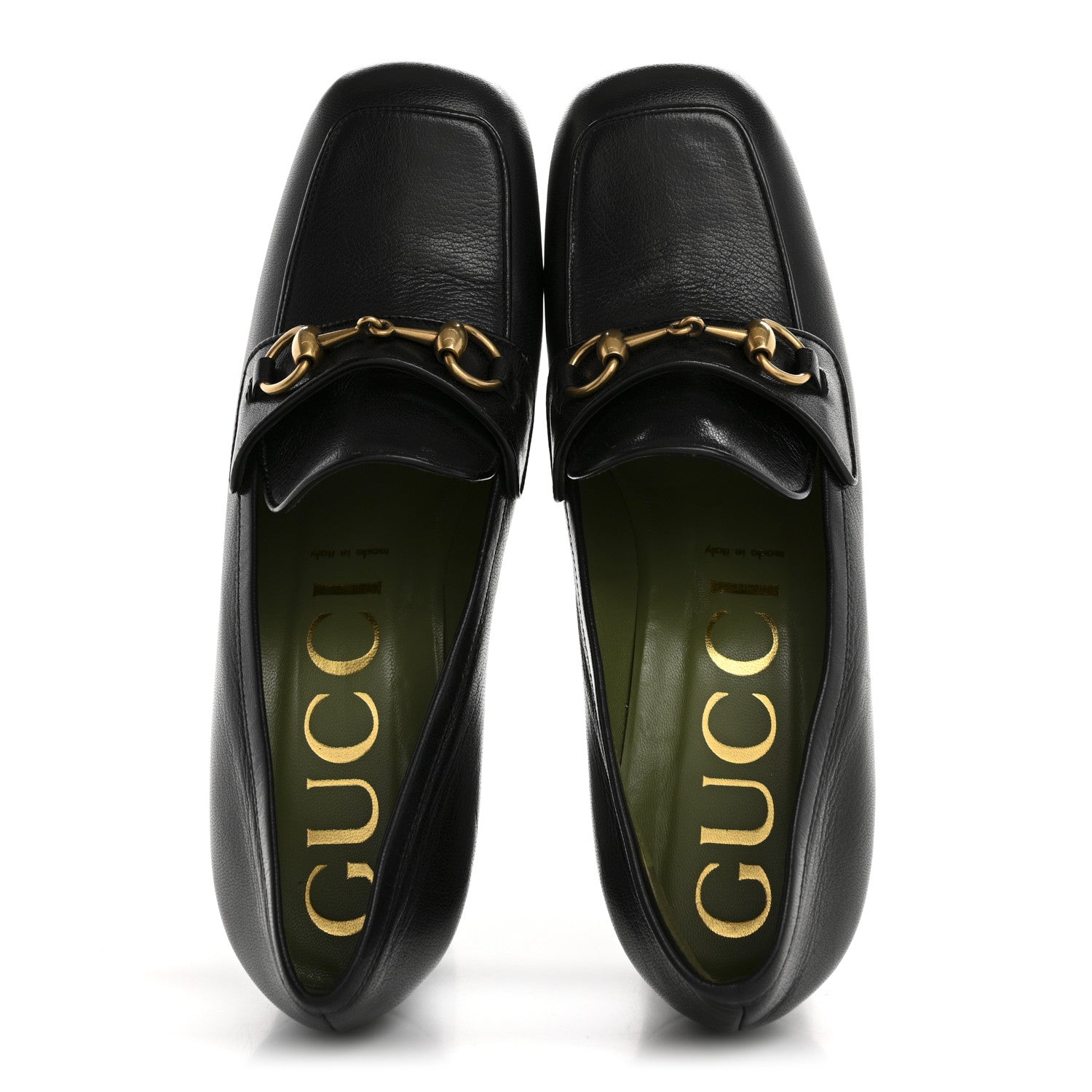 Gucci Goatskin Houdan Mid Heel Platform Loafers 41 Black 2 of 9