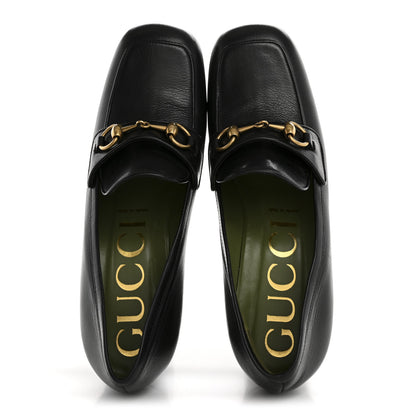 Gucci Goatskin Houdan Mid Heel Platform Loafers 41 Black 2 of 9