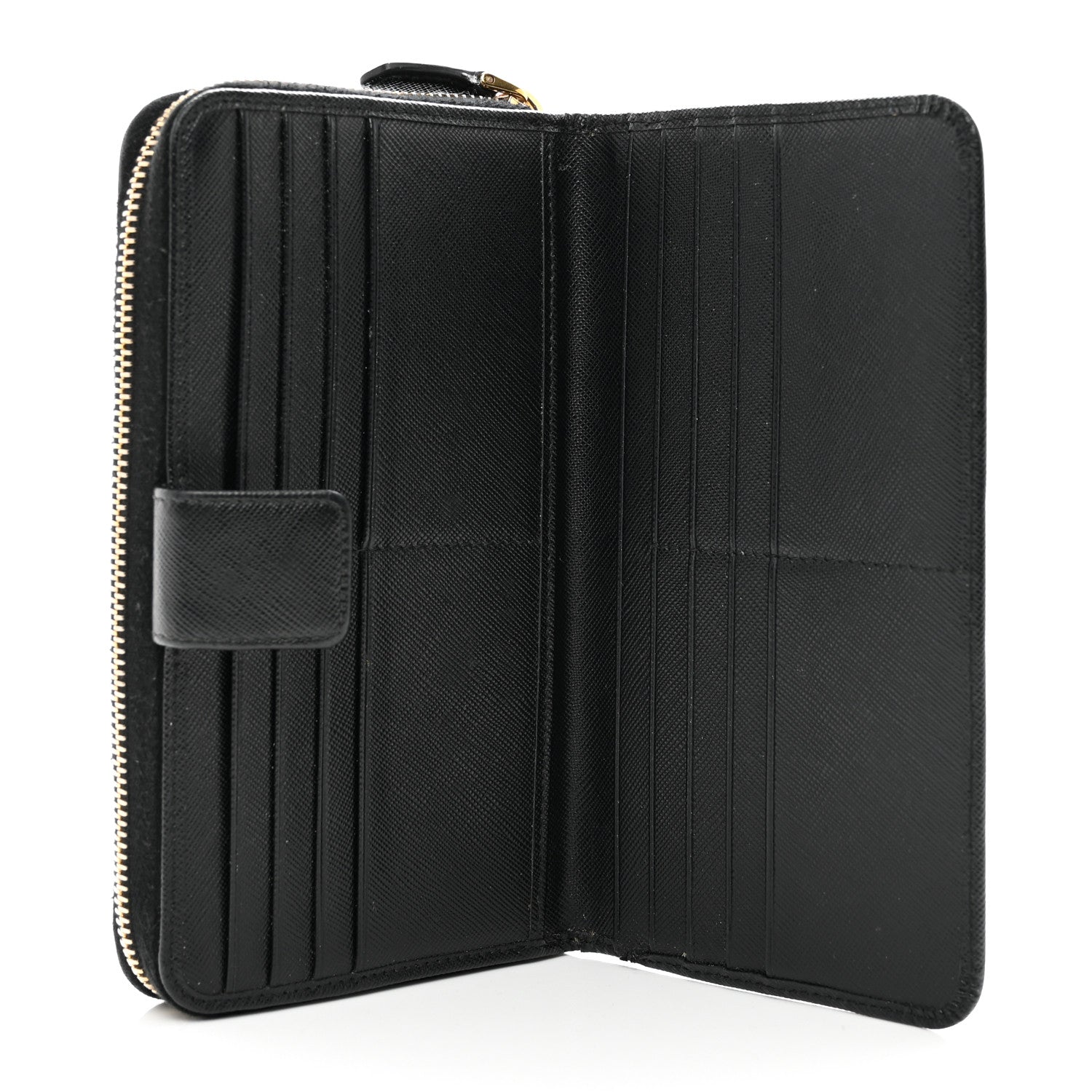 Prada Saffiano Metal Zip Around Organizer Wallet Black 6 of 11